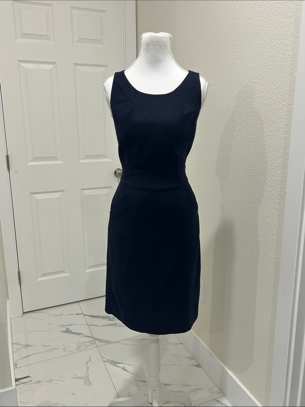J. Crew Navy Sleeveless Sheath Midi Dress